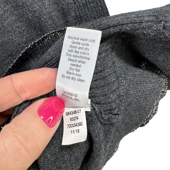 Athleta Womens Asymmetrical‎ Hem Long Sleeve Sweater S Gray Cashmere Goth READ - Picture 6 of 9